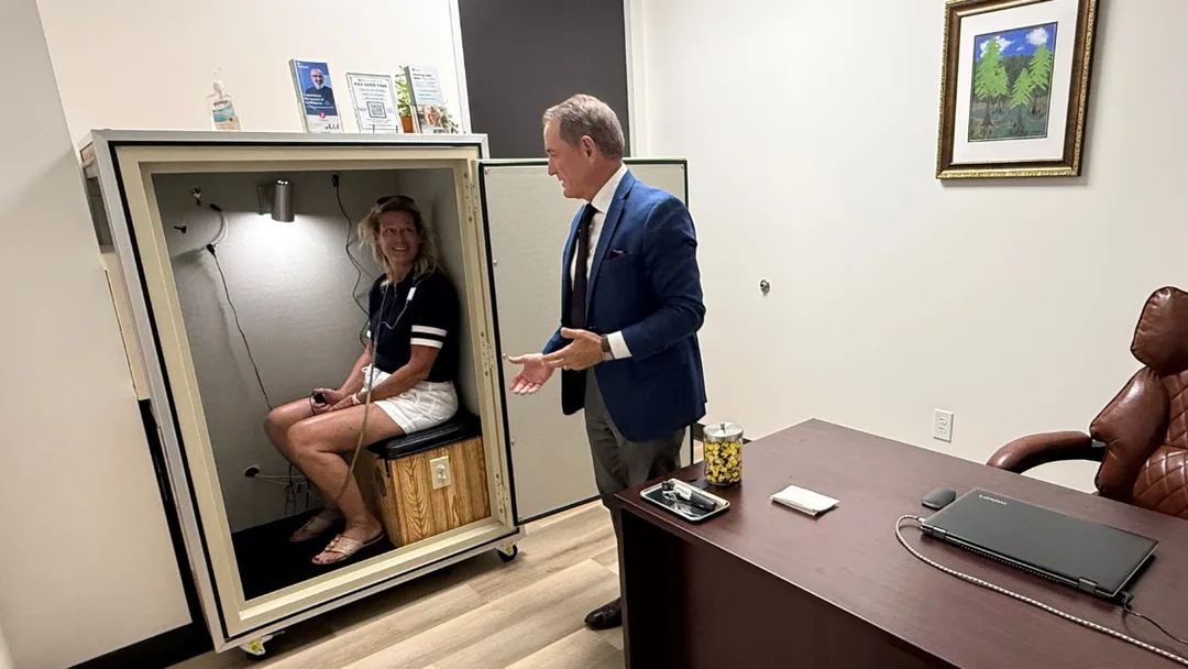 Patient receiving a hearing evaluation at Best Hearing Aid Solutions