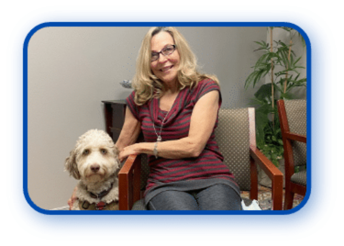 woman with therapy dog