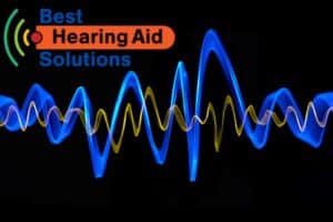 yellow and blue lines representing sound frequencies